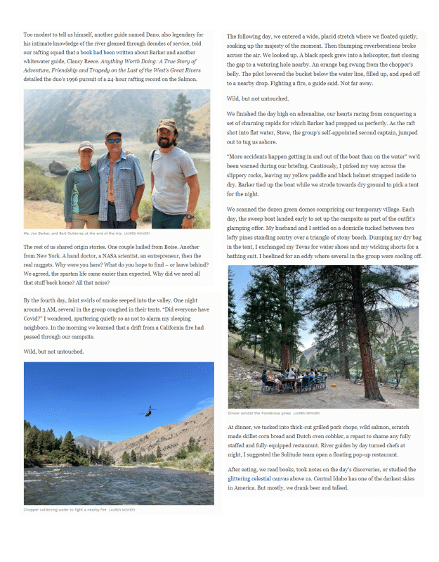 Middle Fork Salmon River Rafting article by Forbes
