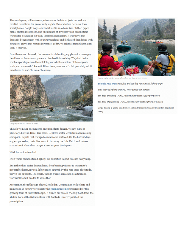 Rafting the middle fork of the salmon river with Forbes