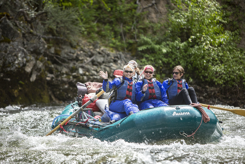 early season rafting on an oar boat on the Middle Fork of the Salmon River.