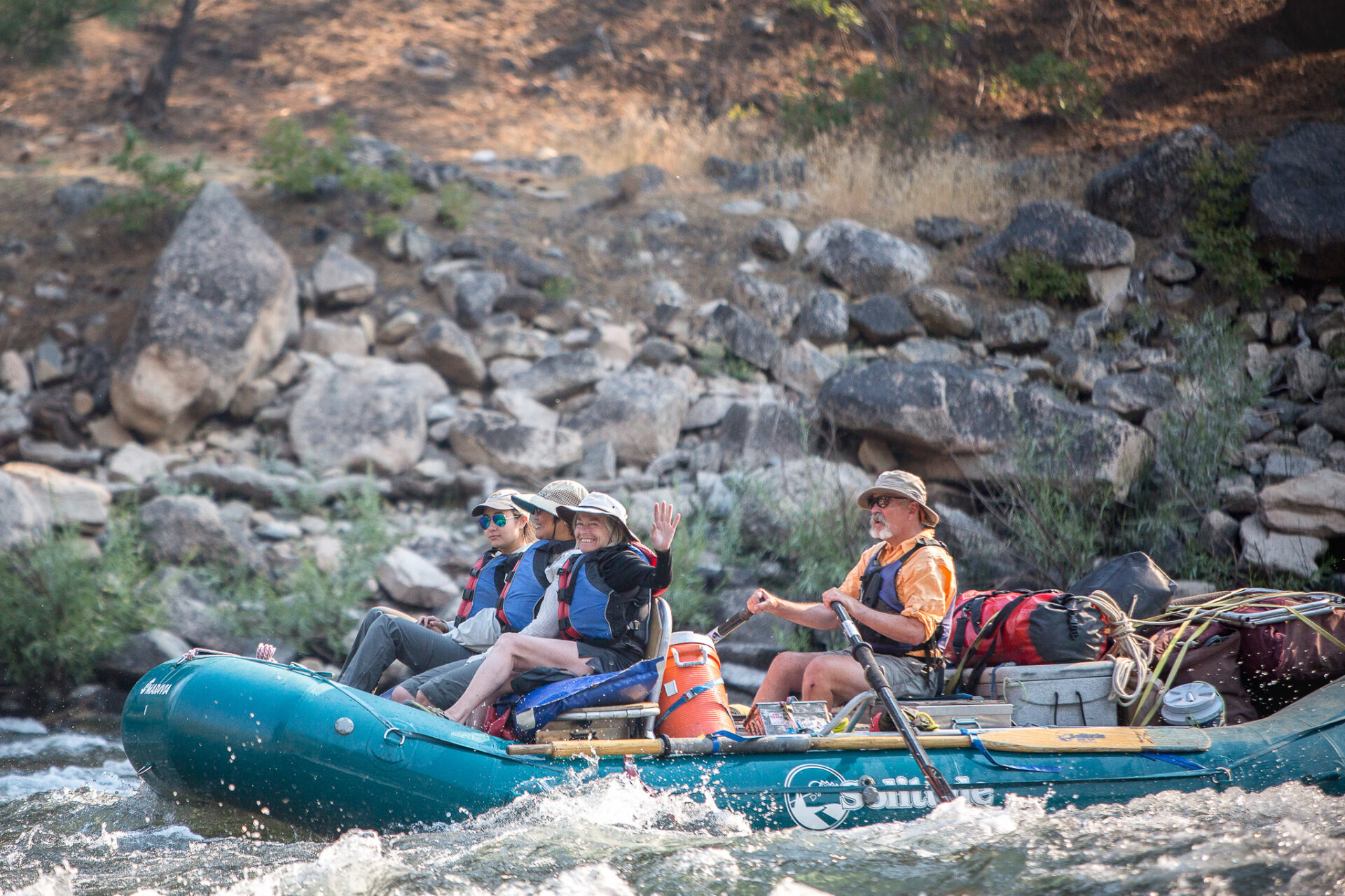 happy rafters on a late season middle fork salmon rafting trip