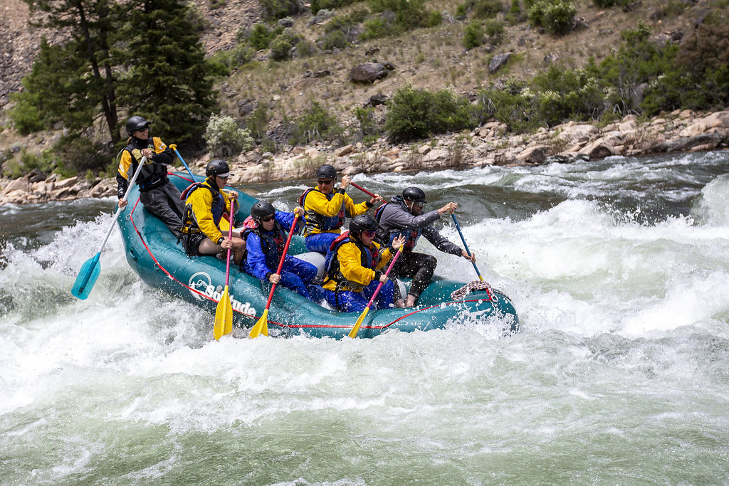early season excitement. Rafting through big waves on the Middle Fork of the Salmon