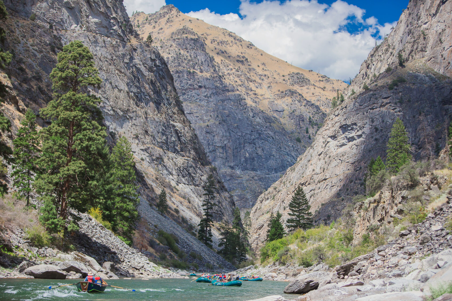 rafting through the impassible canyon on the middle fork of the salmon river
