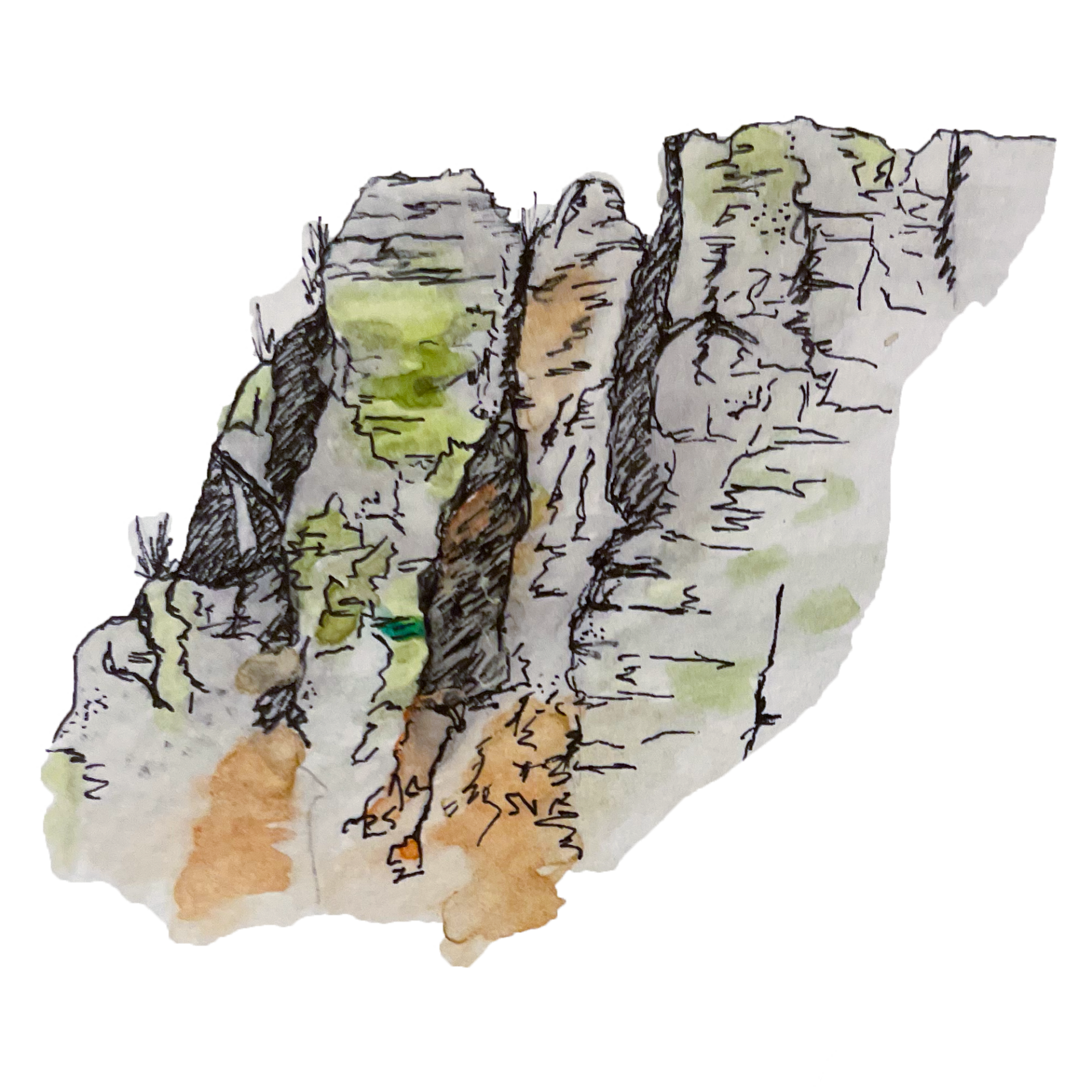 watercolor painting of a cliff on the Middle Fork of the Salmon River