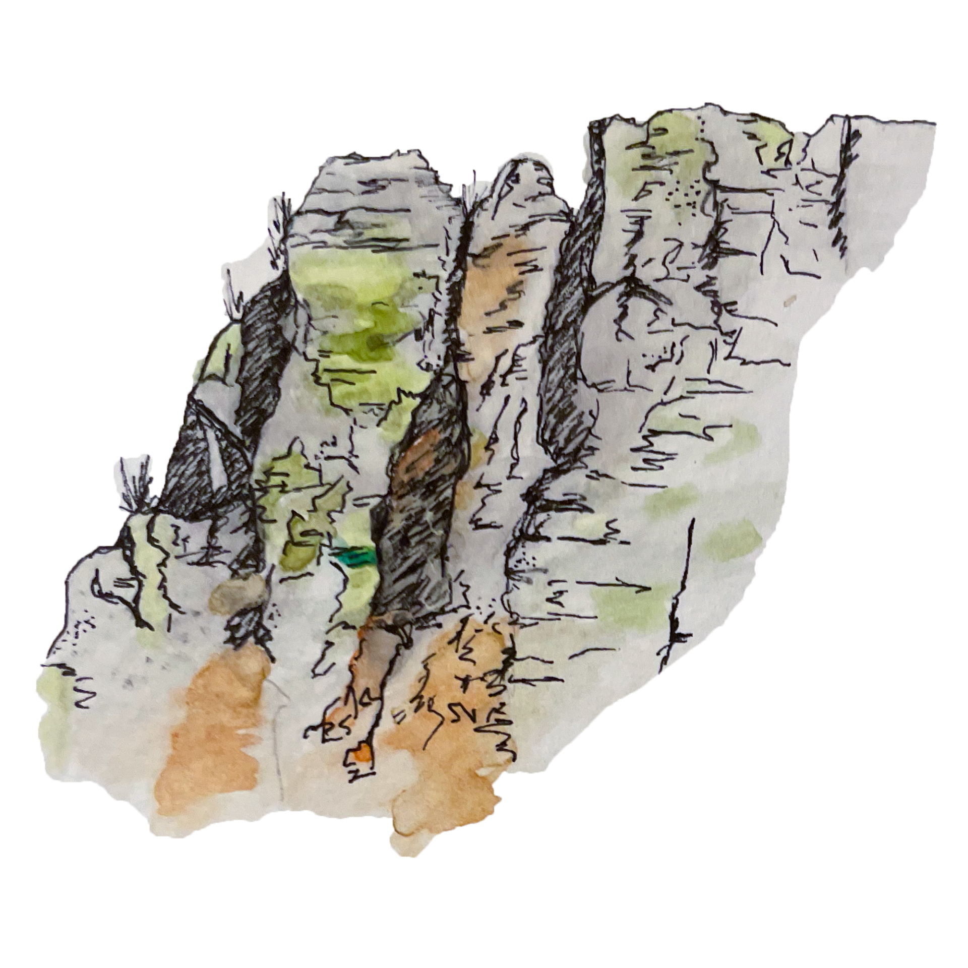 Cliff watercolor painting of a cliff on the Middle Fork of the Salmon River