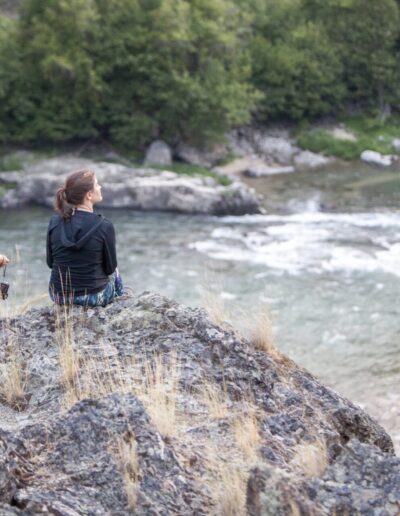 admiring the river scenery from a camp overlook