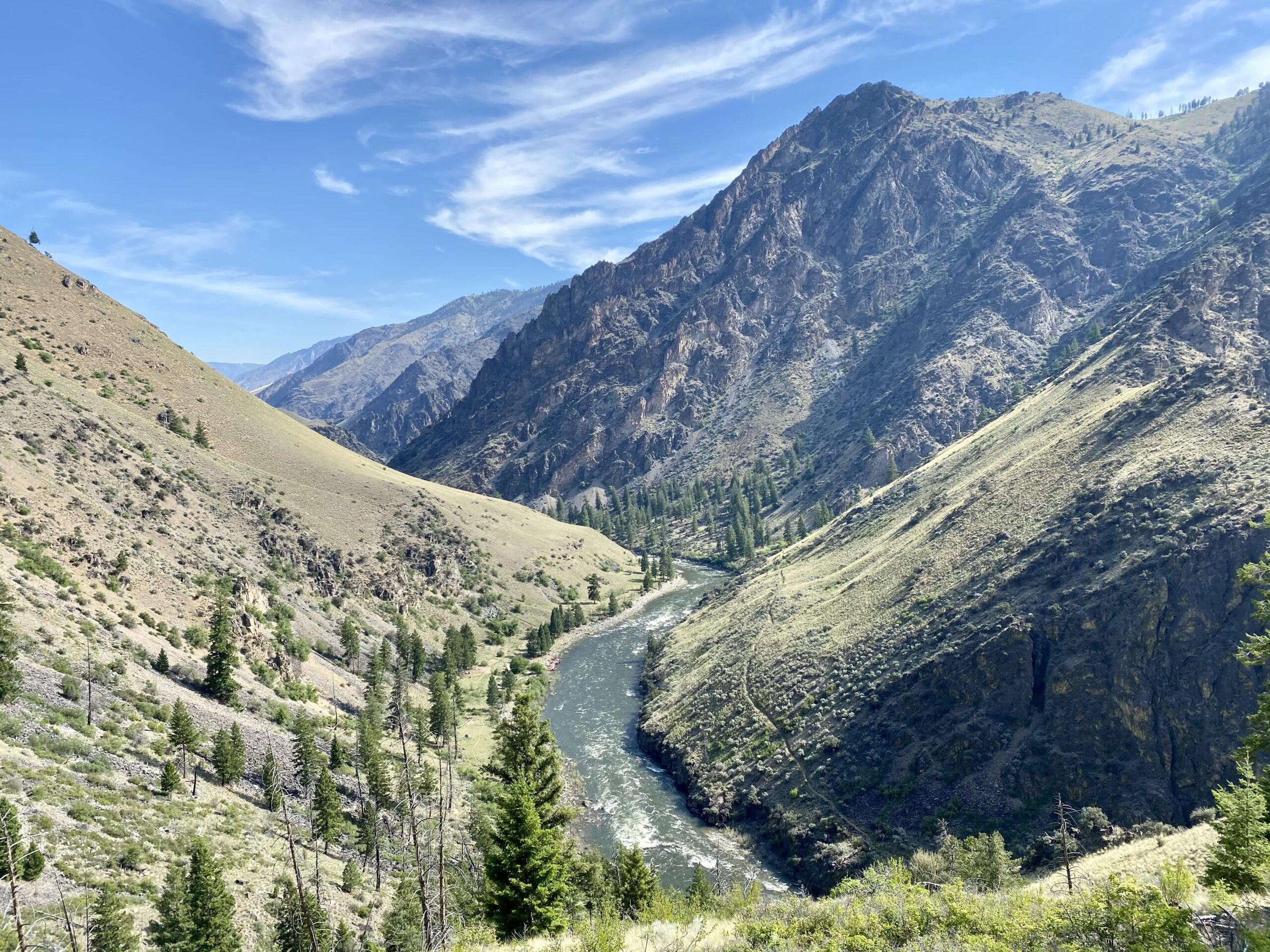 View from above of Jack Creek Canyon rapid on the middle fork