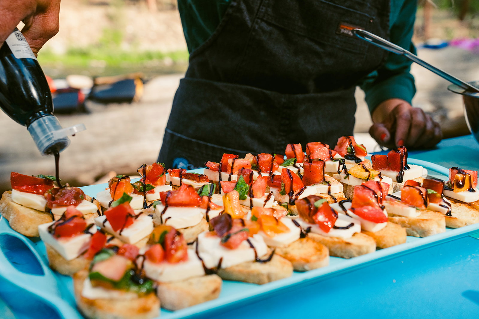 a gourmet appetizer being prepared on the Salmon River