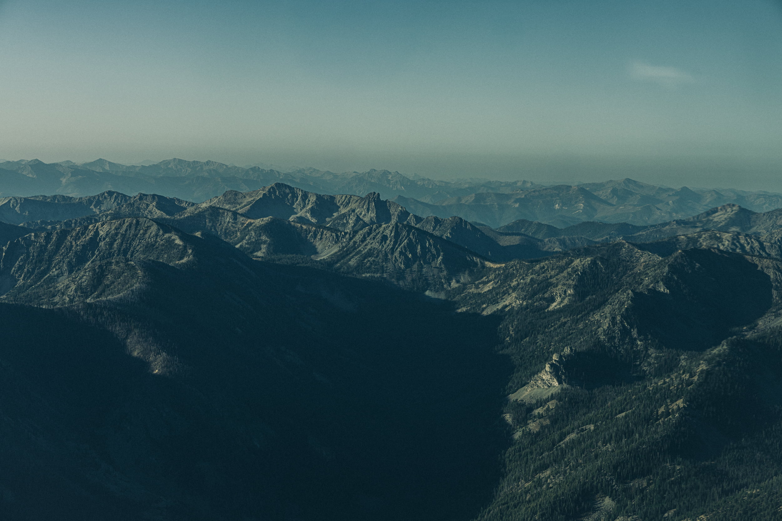 A view of the expansive Salmon River Mountains from above. 